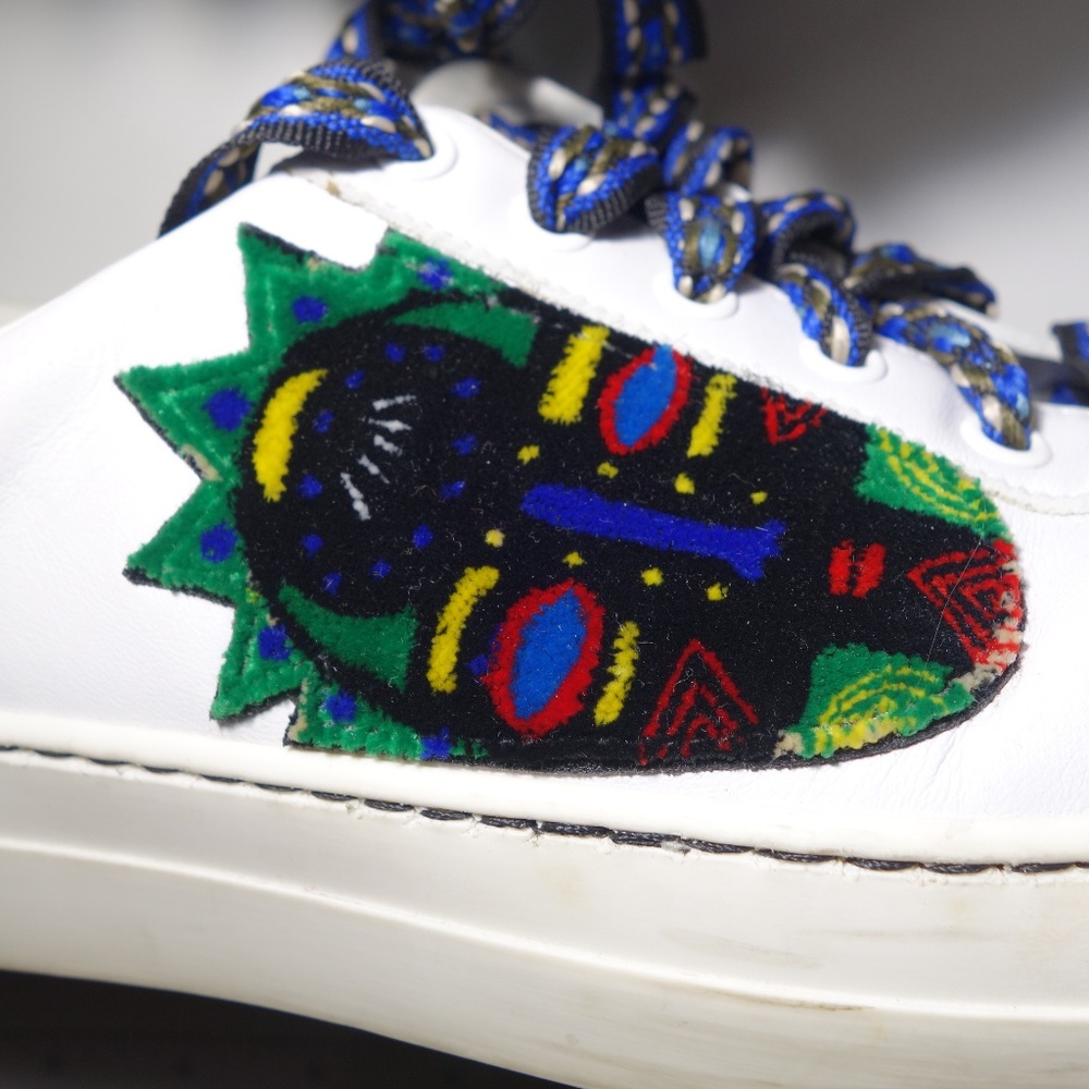 Etro Tribal Patch Leather Trainer Sneakers Made In Italy, Size 10 Us (41 Eu) View 6